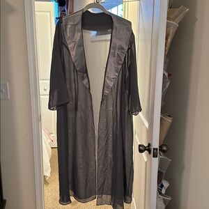 Elegant Sheer Silver Robe with Lapel detail